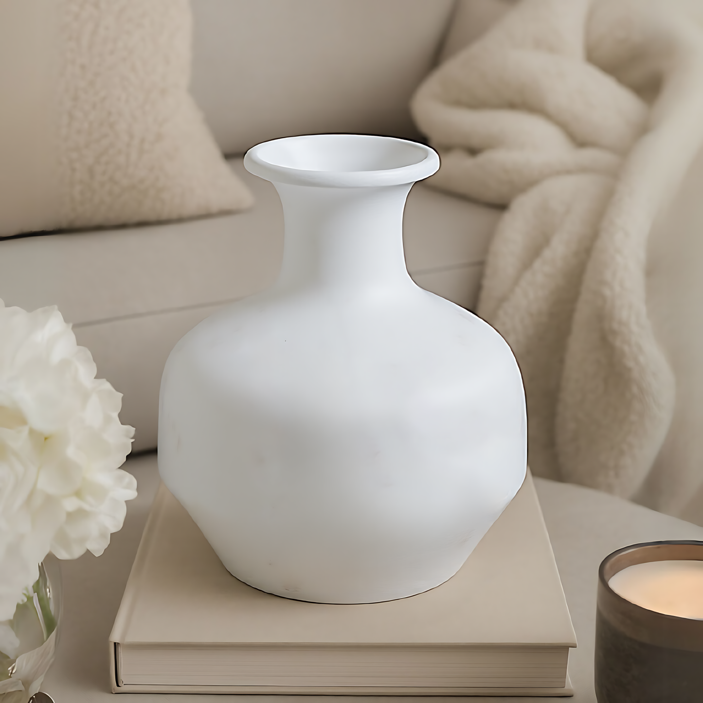 Darcy Squat Stone Vase