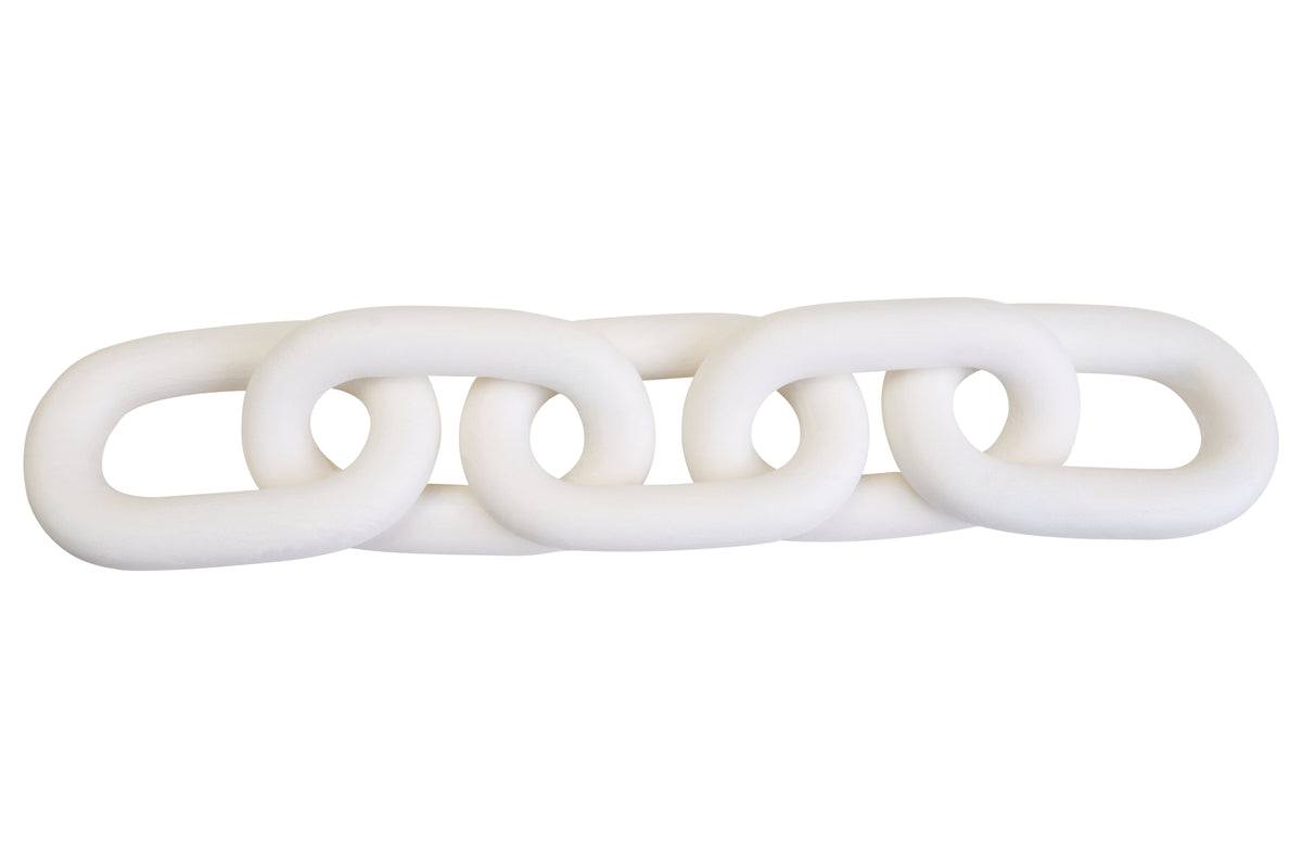 Cato White Wood 5 Link Chain Sculpture