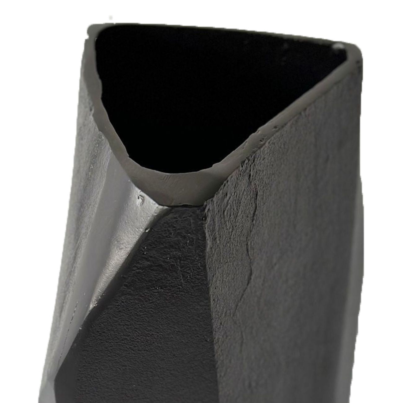 Cast Aluminium Faceted Charcoal Black Vase
