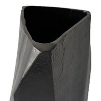 Cast Aluminium Faceted Charcoal Black Vase