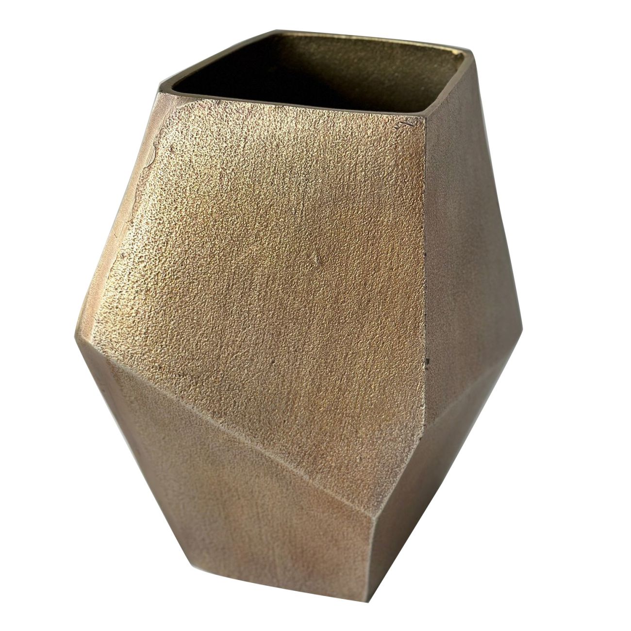 Cast Aluminium Faceted Brass Antique Vase