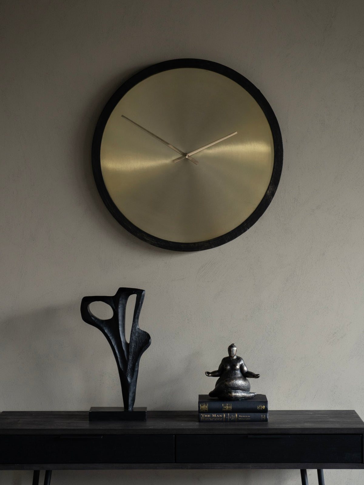 Iron Dial Wall Clock with Wooden Frame