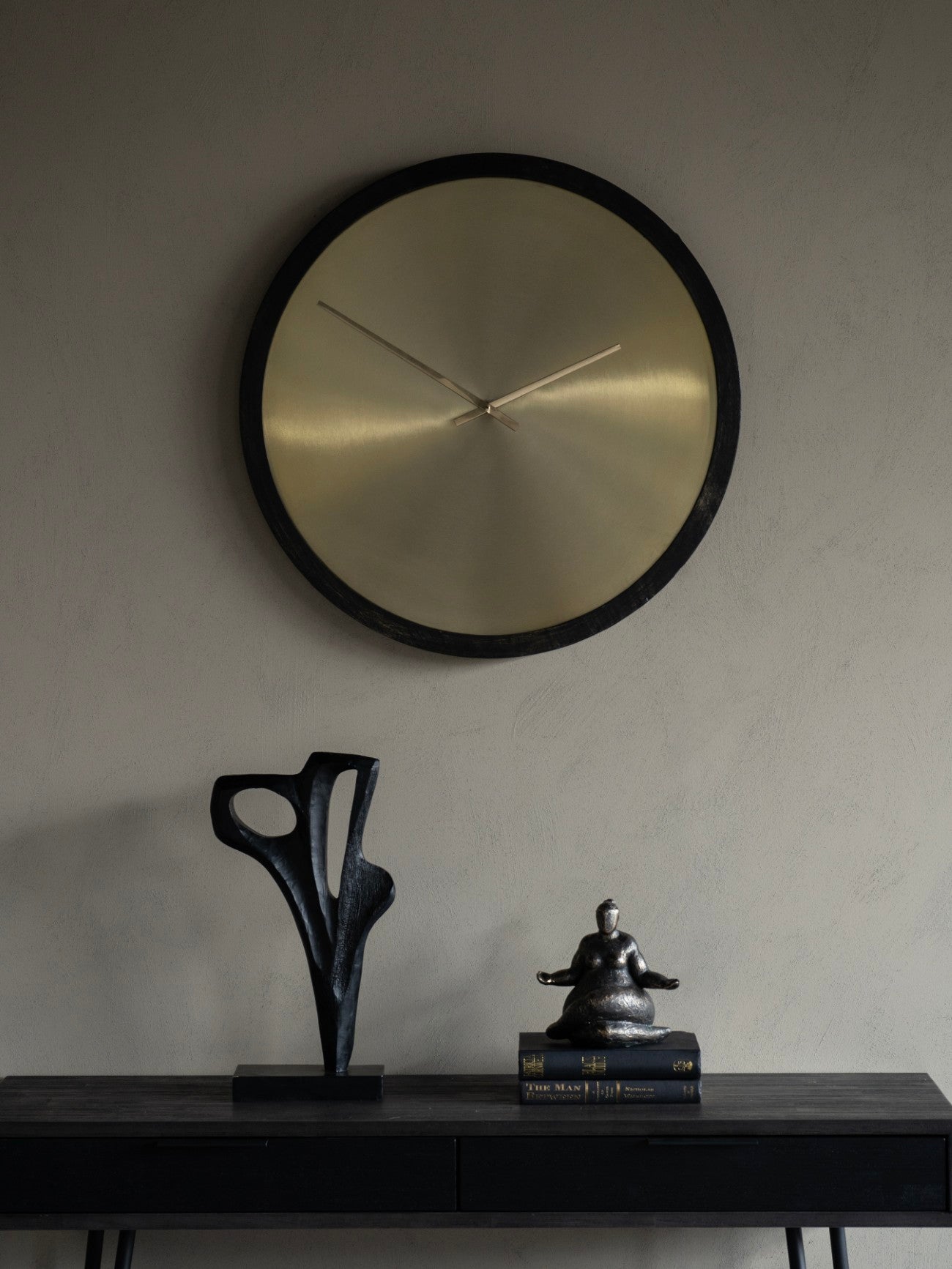 Iron Dial Wall Clock with Wooden Frame