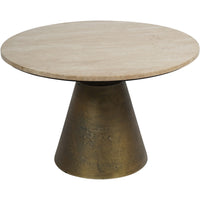 Clifton II Antique Brass and Light Travertine Coffee Table Small