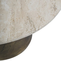 Clifton II Antique Brass and Light Travertine Coffee Table Large
