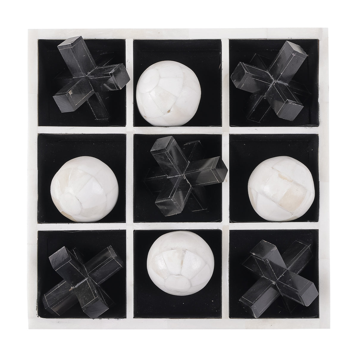 Farnham Off White and Black Bone Horn Inlay Noughts and Crosses