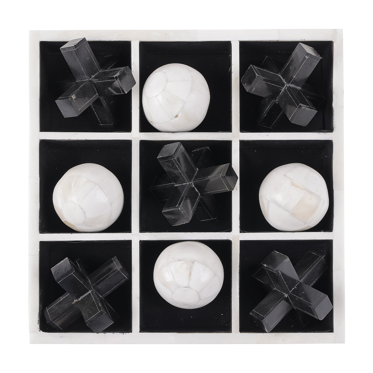 Farnham Off White and Black Bone Horn Inlay Noughts and Crosses