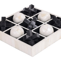 Farnham Off White and Black Bone Horn Inlay Noughts and Crosses