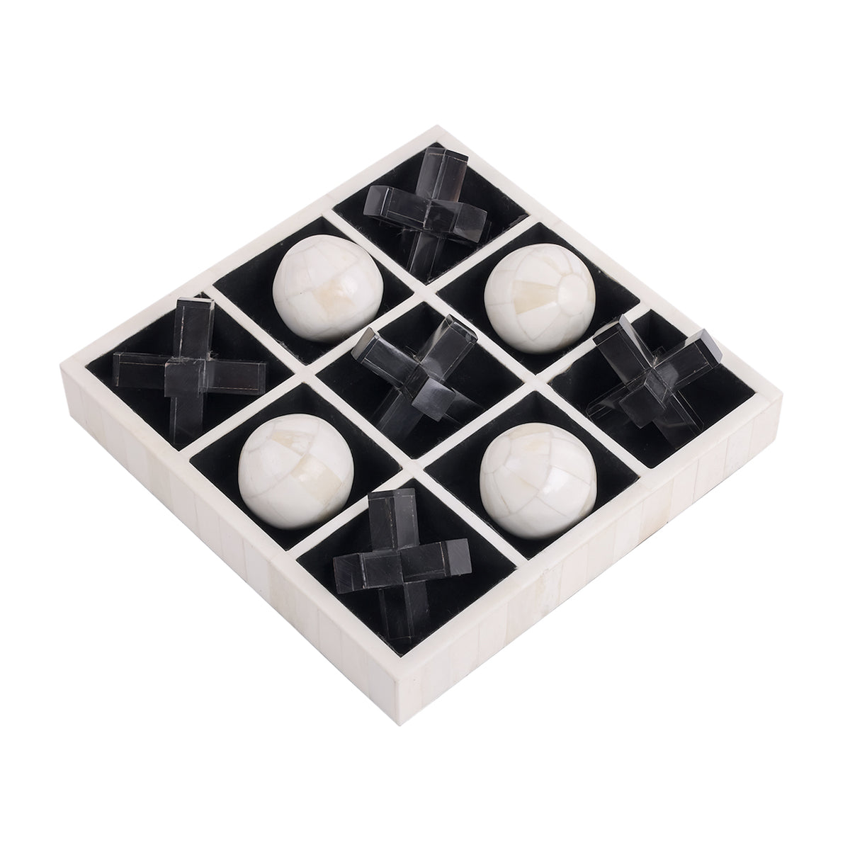 Farnham Off White and Black Bone Horn Inlay Noughts and Crosses