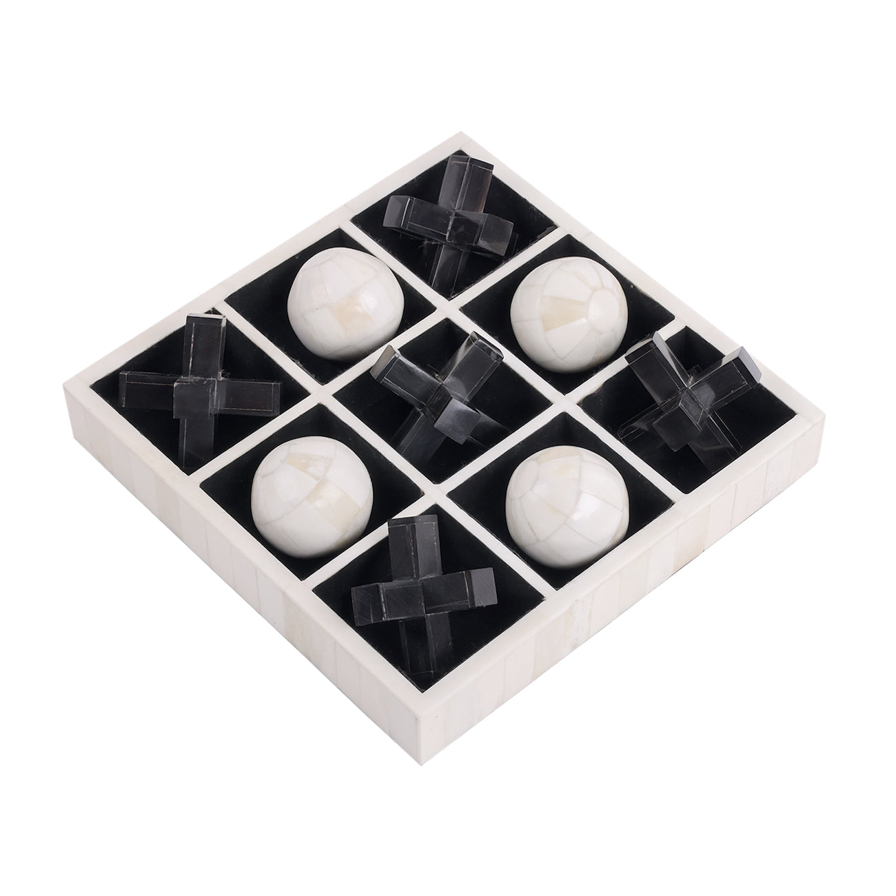 Farnham Off White and Black Bone Horn Inlay Noughts and Crosses