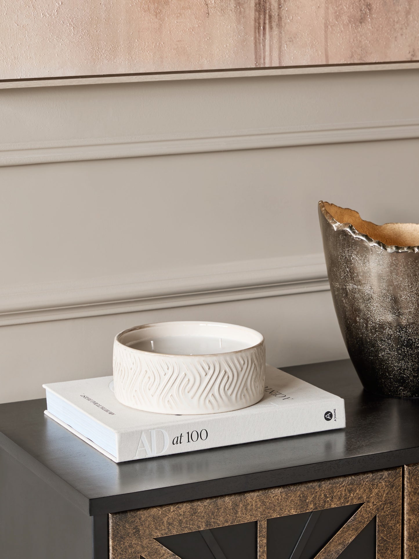 Serena Filled Wax Ceramic Bowl Ivory