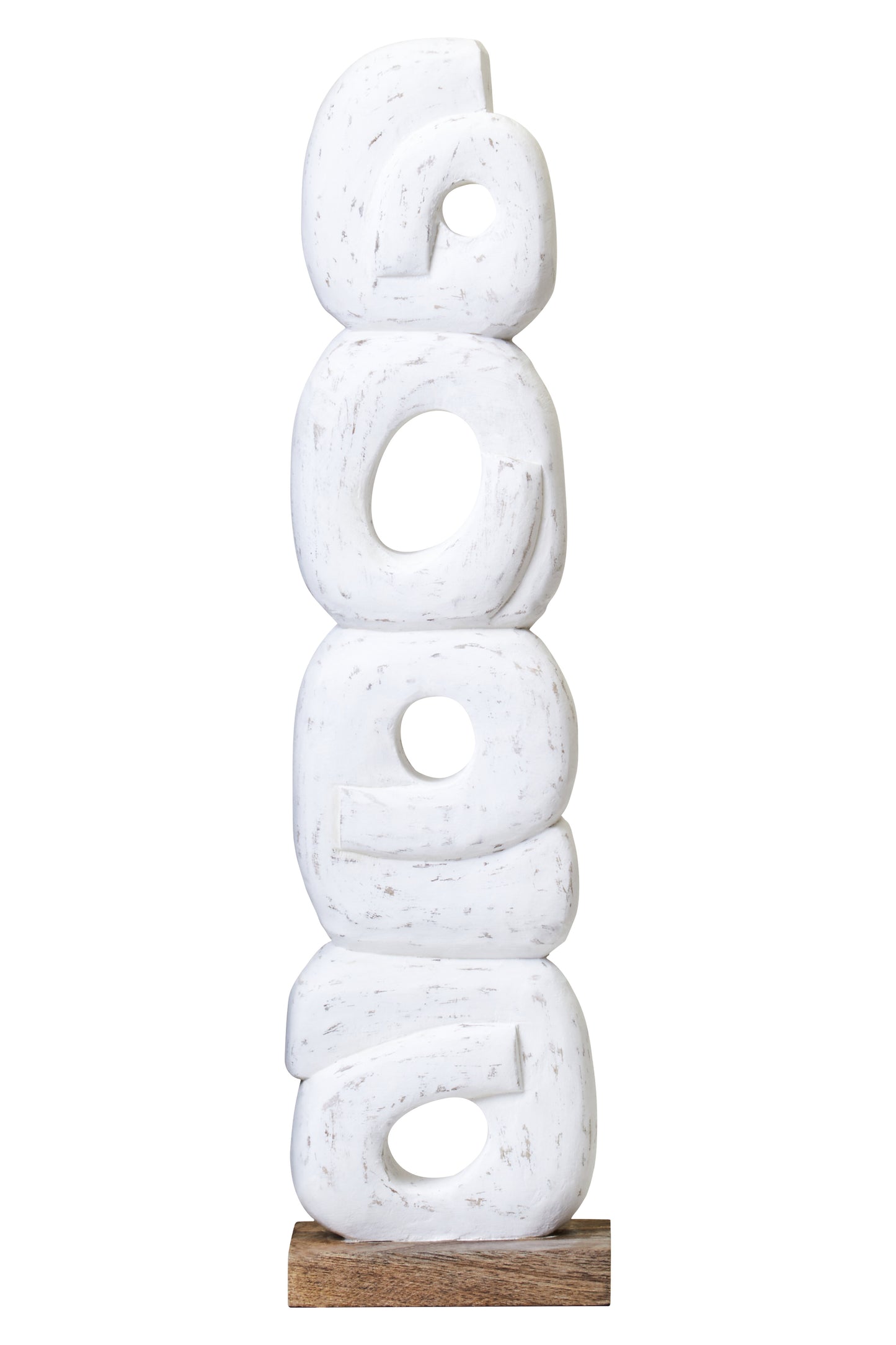Fidel Rustic White Mango Wood Ring Sculpture