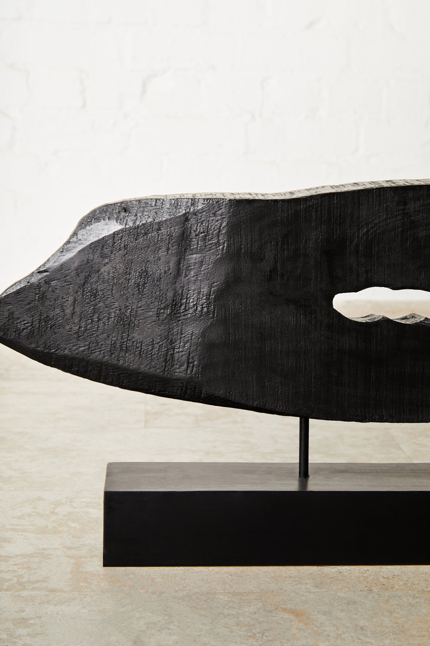 Fidel Rustic Black Horizontal Mango Wood Slice Sculpture