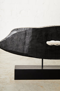 Fidel Rustic Black Horizontal Mango Wood Slice Sculpture