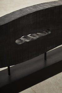 Fidel Rustic Black Horizontal Mango Wood Slice Sculpture