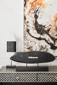 Fidel Rustic Black Horizontal Mango Wood Slice Sculpture