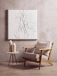 Astratto Canvas White Pleated Fabric Hand Painted Wall Art