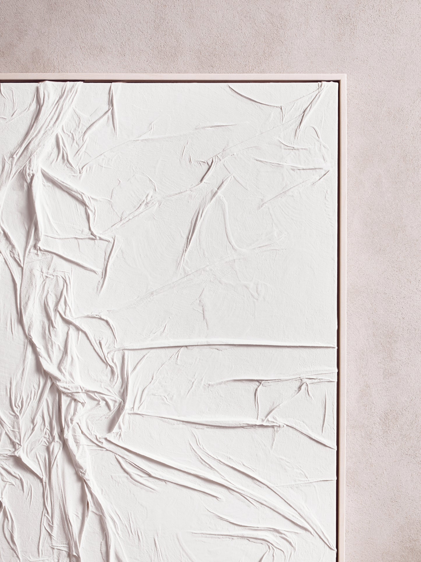 Astratto Canvas White Pleated Fabric Hand Painted Wall Art