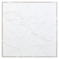 Astratto Canvas White Pleated Fabric Hand Painted Wall Art