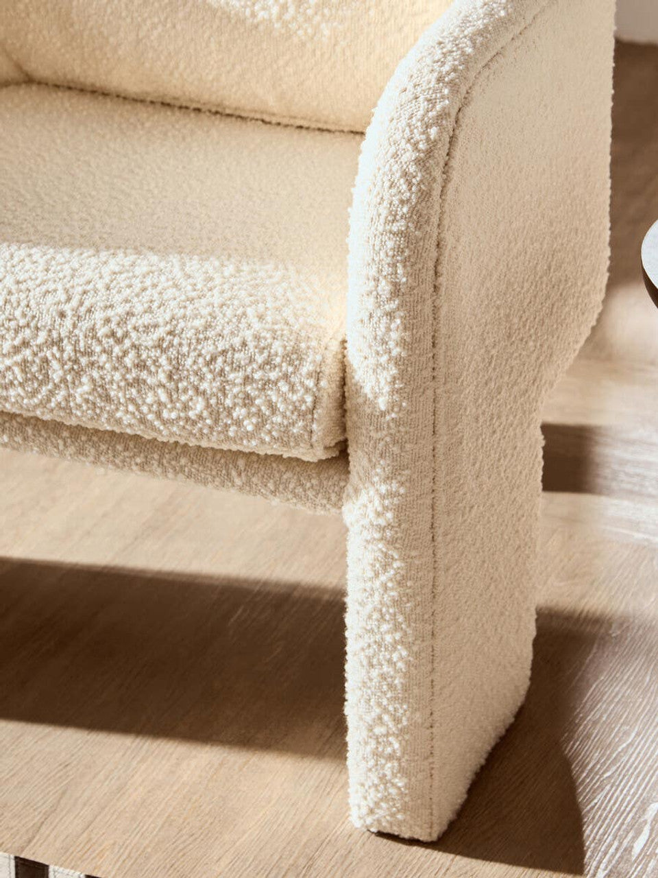 Ozzero Ivory Boucle Curved Armchair