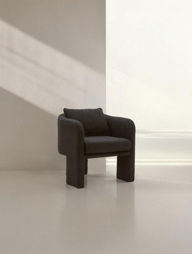 Ozzero Black Boucle Curved Armchair