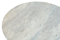 Walton Travertine Top Coffee Table with Black Acacia Wood Base