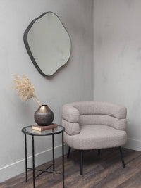 Organic Metal Framed Mirror Oak Wood Finish Medium 77x81cm