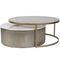 Belvedere Aged Gold Set of 2 Nesting Coffee Tables