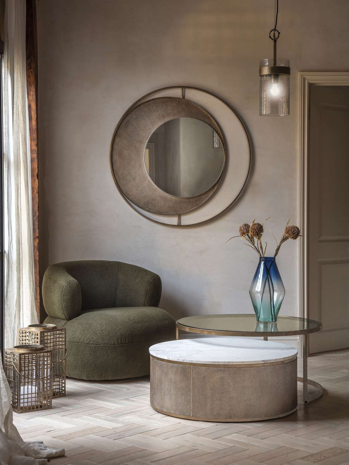 Belvedere Aged Gold Set of 2 Nesting Coffee Tables