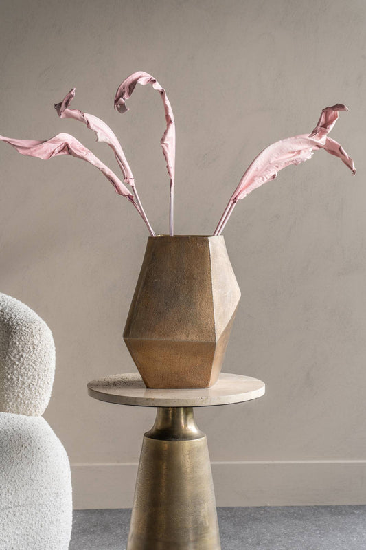 Cast Aluminium Faceted Brass Antique Vase