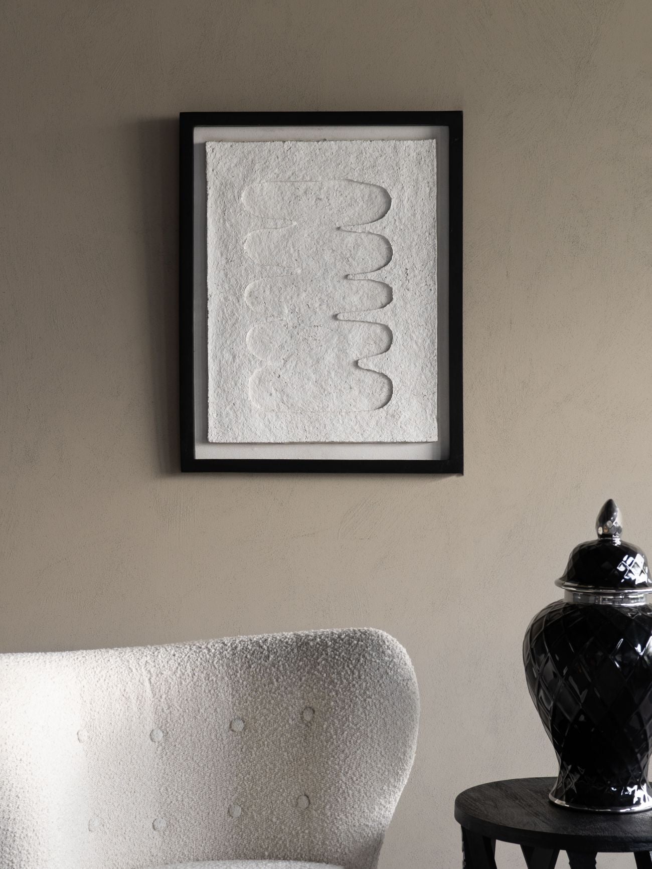 Abstract Papier Mache Framed Wall Art  55x70cm