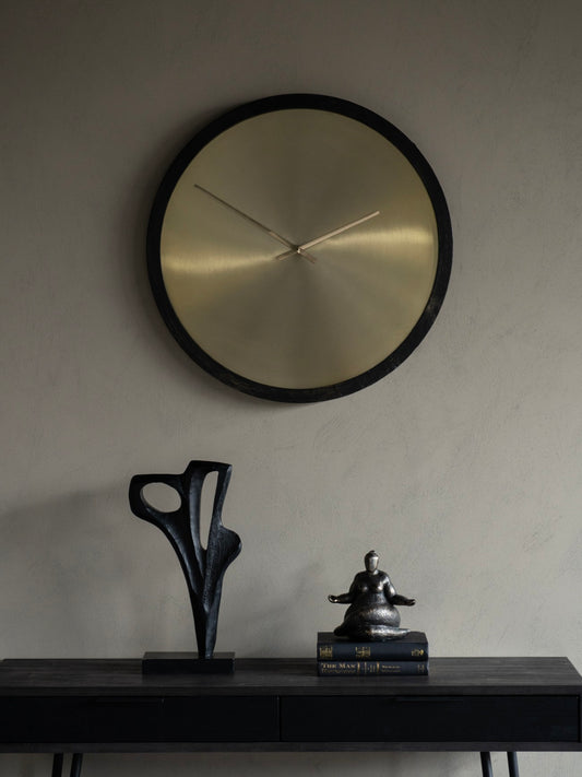 Iron Dial Wall Clock with Wooden Frame