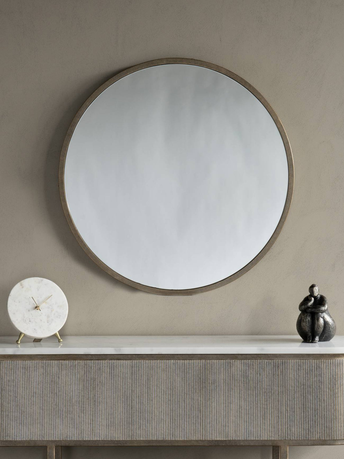 Belvedere Aged Gold Round Mirror 80x80cm