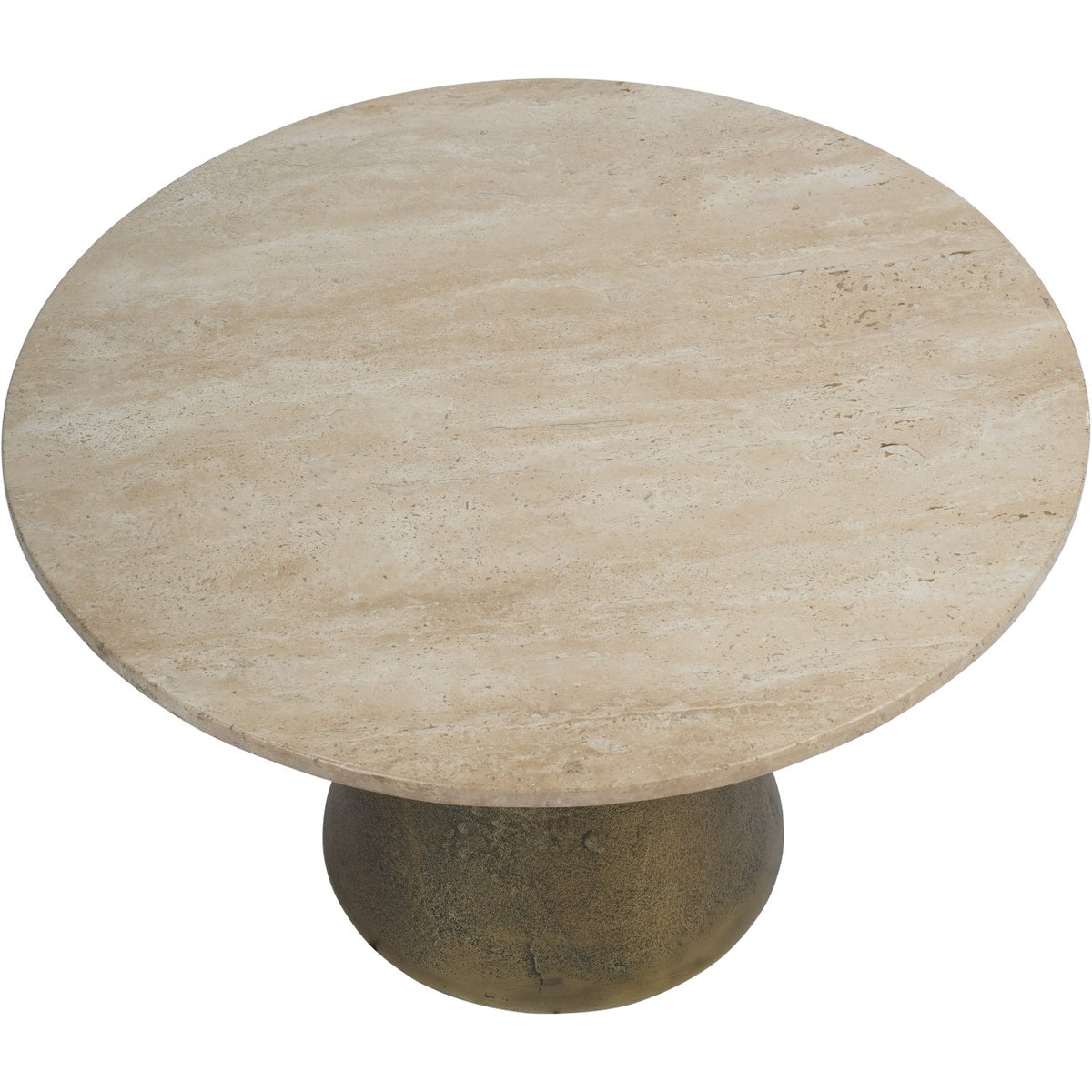 Clifton II Antique Brass and Light Travertine Coffee Table Small