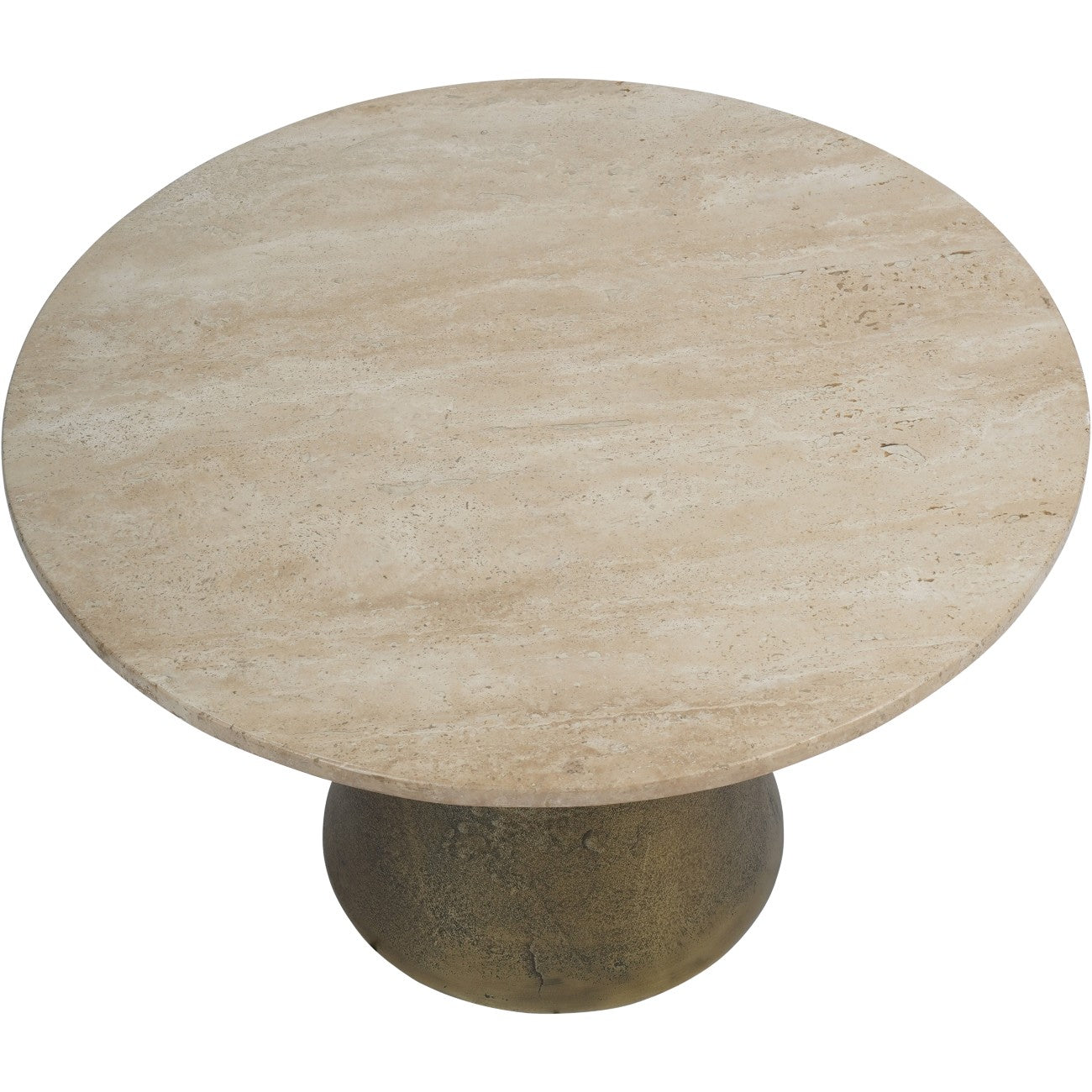 Clifton II Antique Brass and Light Travertine Coffee Table Small