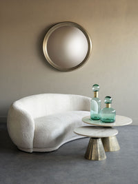 Clifton II Antique Brass and Light Travertine Coffee Table Small