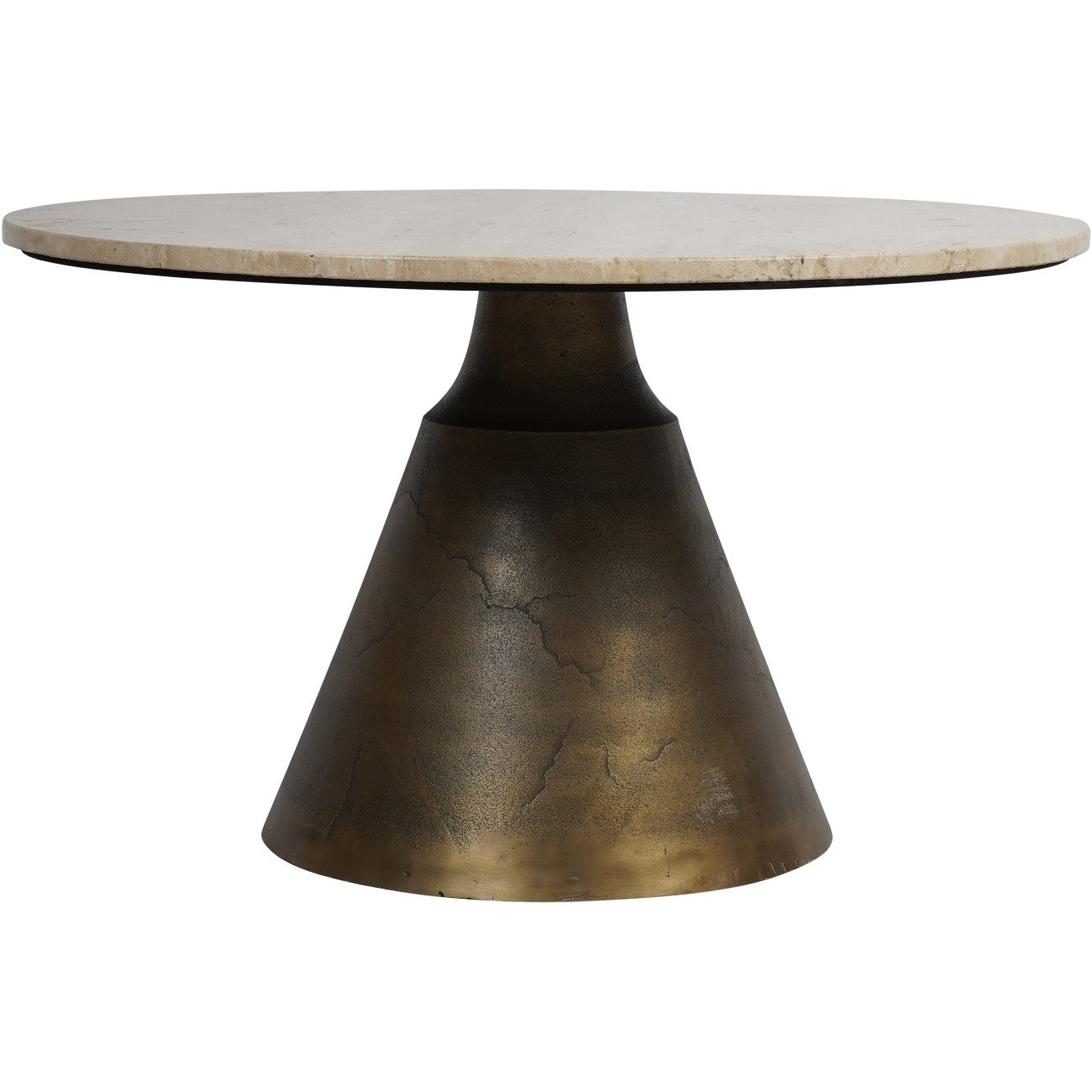Clifton II Antique Brass and Light Travertine Coffee Table Large