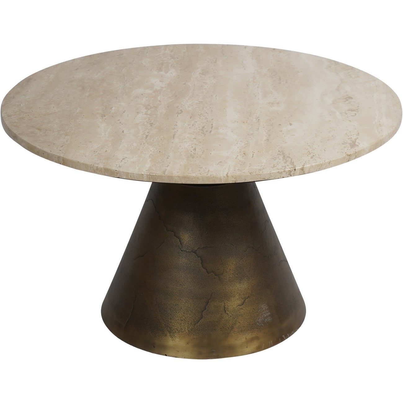 Clifton II Antique Brass and Light Travertine Coffee Table Large