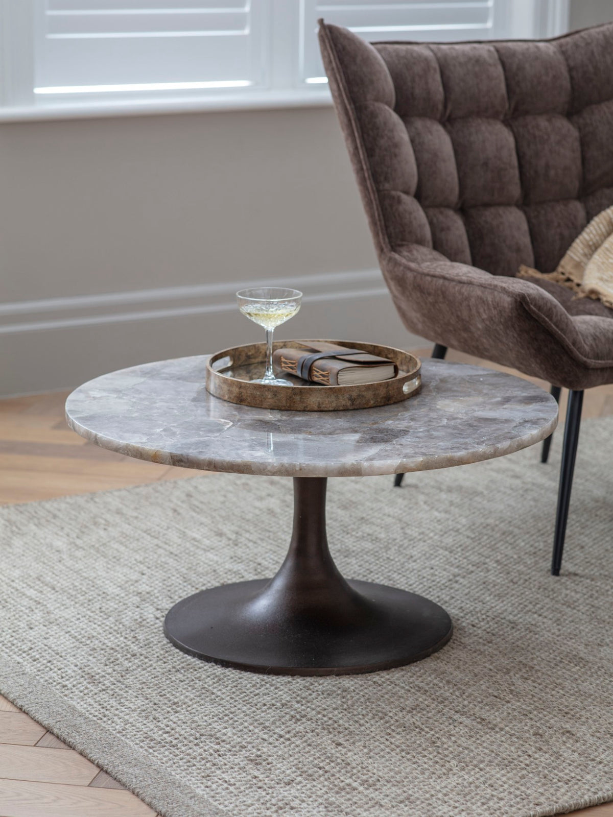 Bosworth Round Smokey Quartz Coffee Table