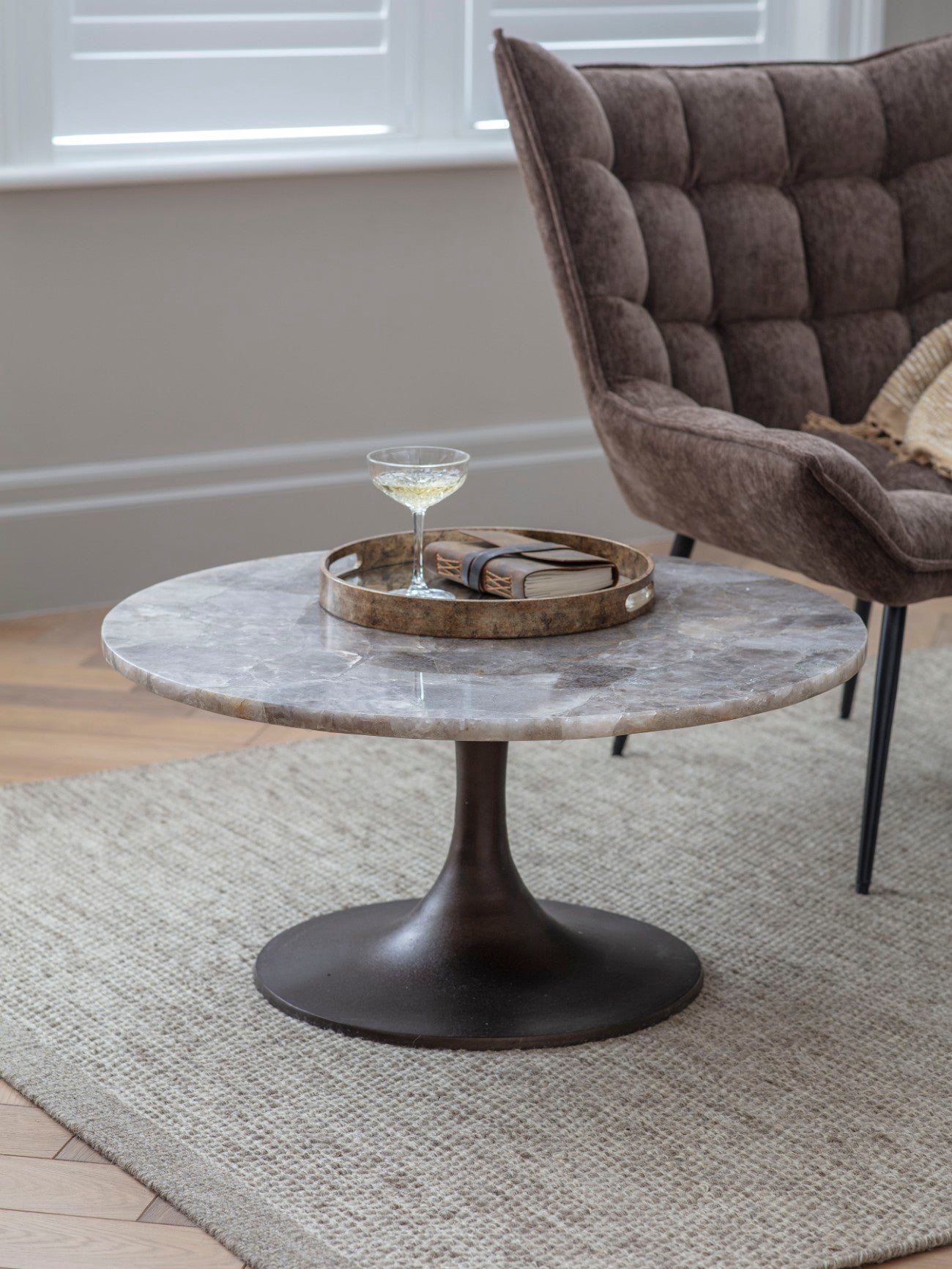 Bosworth Round Smokey Quartz Coffee Table