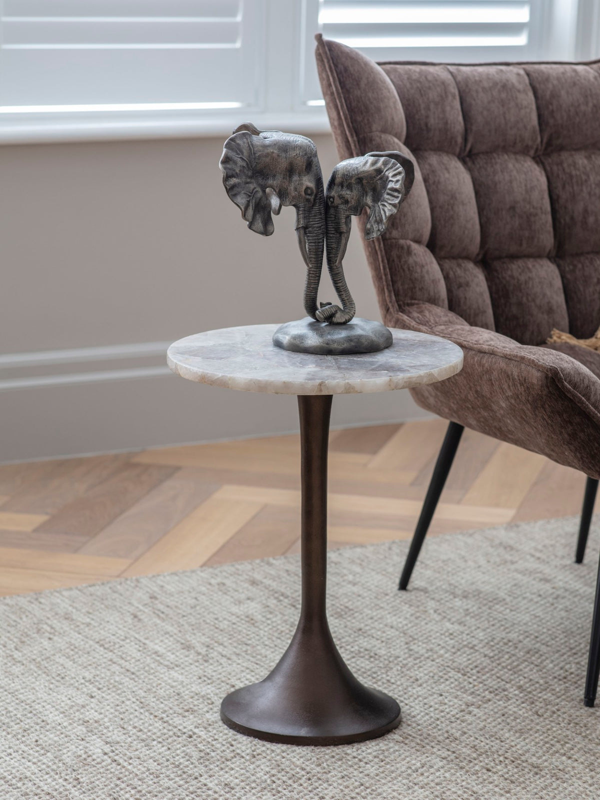 BOSWORTH SMOKEY QUARTZ SIDE TABLE 42CM