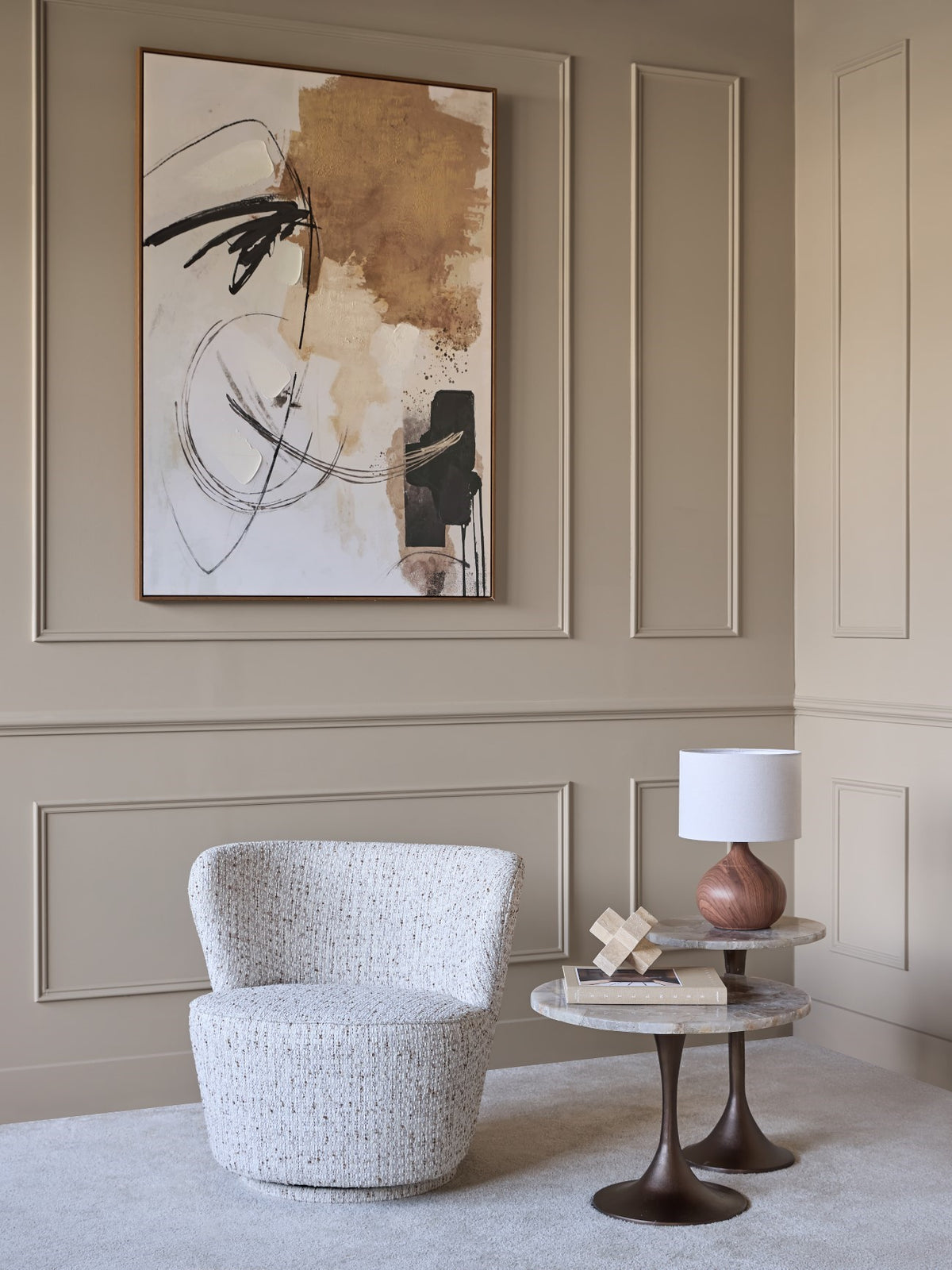 Roehampton Textured Slub Swivel Chair Natural
