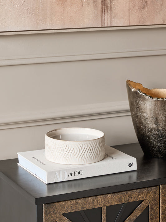 Serena Filled Wax Ceramic Bowl Ivory