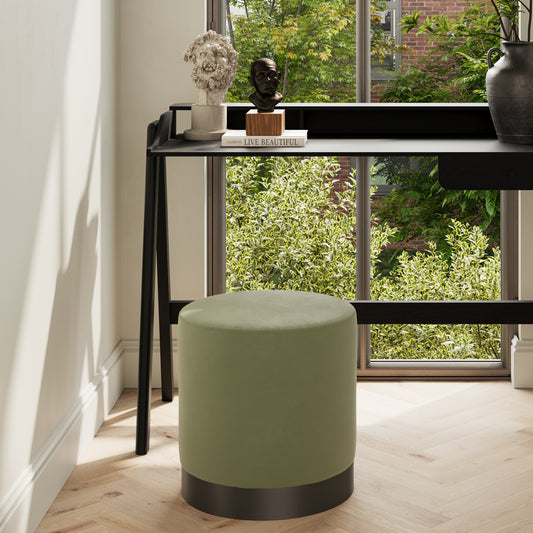 LARA POUFFE SAGE VELVET / MATTE BLACK SMALL