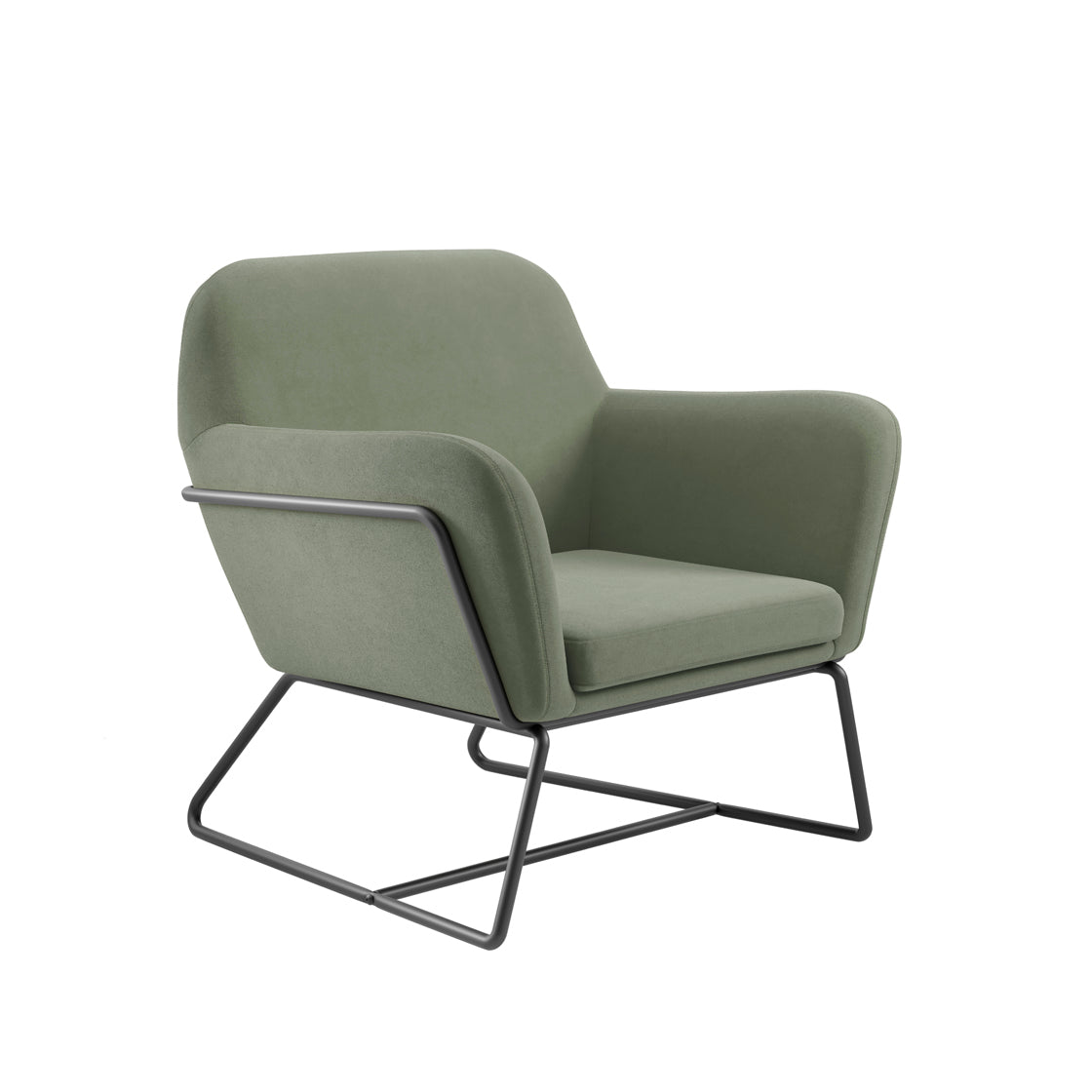 CHARLES ARMCHAIR SAGE VELVET / MATTE BLACK