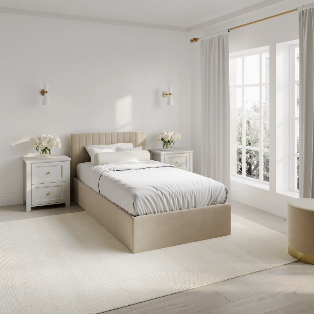 Berlin Beige Single Bed (4 sizes)