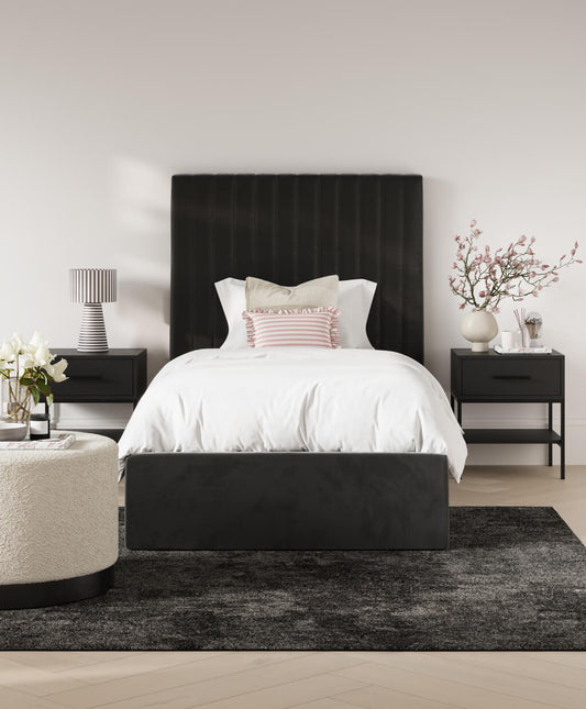 Berlin Black Tall Single Bed (4 sizes)