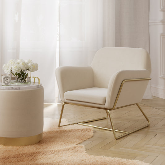 CHARLES ARMCHAIR CREAM VELVET / BRUSHED GOLD