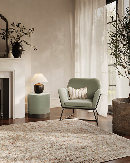 CHARLES ARMCHAIR SAGE VELVET / MATTE BLACK