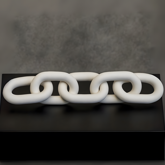 Cato White Wood 5 Link Chain Sculpture